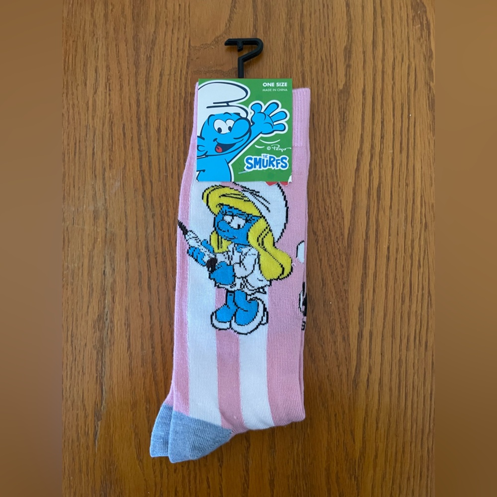 🔥 3/$10 Smurfs Pink and Blue Striped Socks